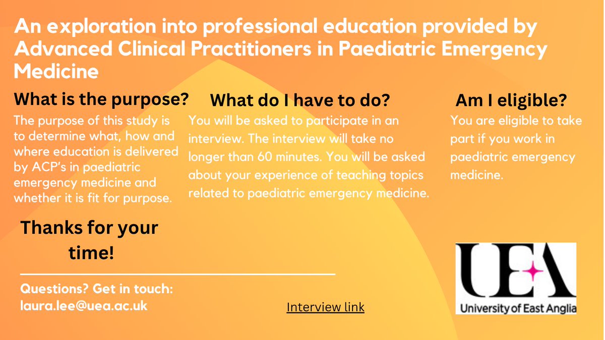 Would you consider participating in a short interview about education with in PEM? 
You can work in any role and do not have to full time PEMand I would be very grateful for your time
<a href="/RCollEM/">Royal College of Emergency Medicine</a> @ECIncubator @ednnuh 

qfreeaccountssjc1.az1.qualtrics.com/jfe/form/SV_0o…