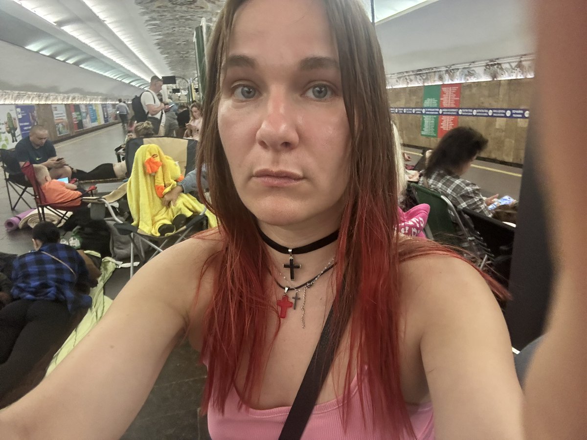 Hi from Kyiv’s safest place. It’s 10:48 pm , I’m in Kyiv metro and there are about 120 Russian drones in Ukraine air space detected right now. People are gathering on this station, on other stations , on stairs. Rumour has it it could be big attack tonight. Around me there is