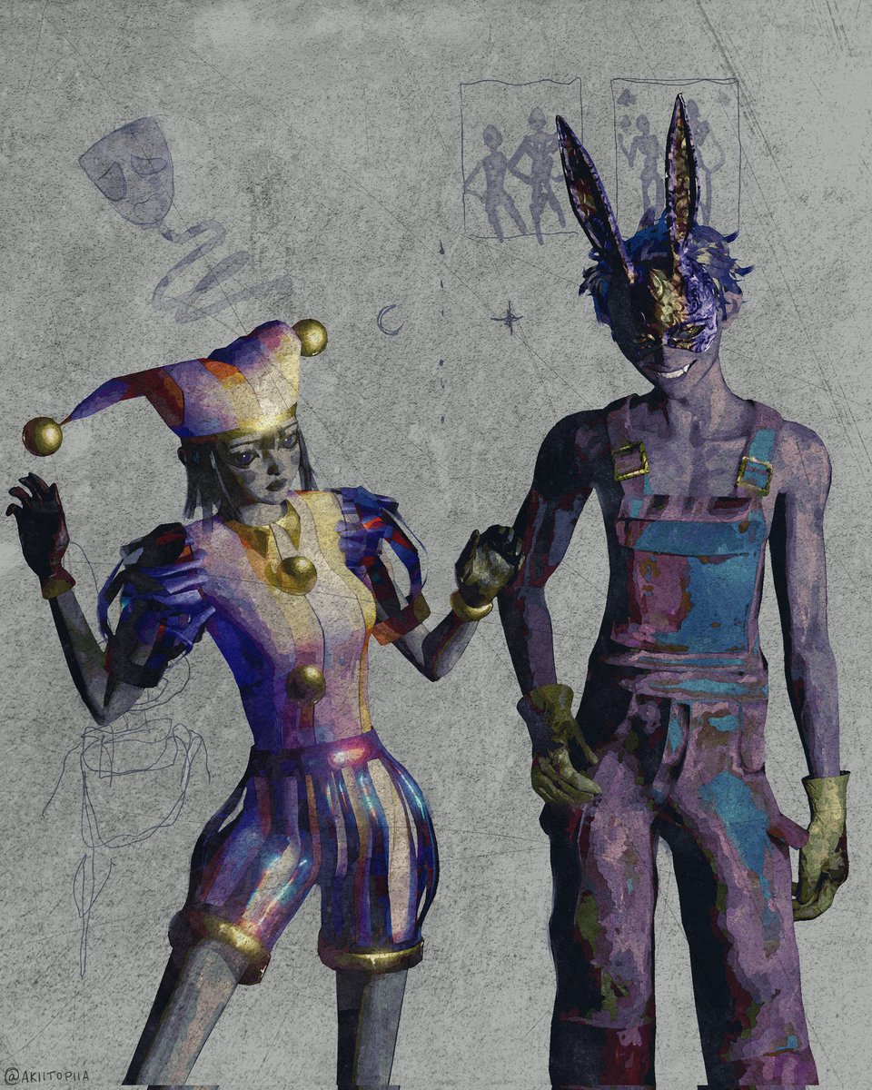 I had to draw Pomni and Jax 🎭