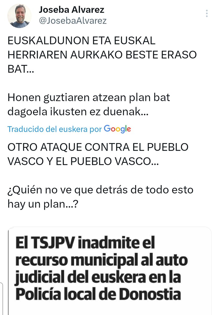AbertzandalHour's tweet image. El hijo de Txilladegi ve un ataque al pueblo Vasco que las fuerzas represoras no tengan un B2 para reprimir gudaris metiendo algún baldintza.
Esta gente es dirigente de sortu. Están de encerrar.