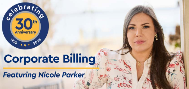 corpbill's tweet photo. Discover Corporate Billing’s 30th Anniversary Spotlight featuring Nicole Parker, Senior Client Representative.
Read her story here:  https://t.co/cA6ebTGsry https://t.co/bI6SpzGqG9
