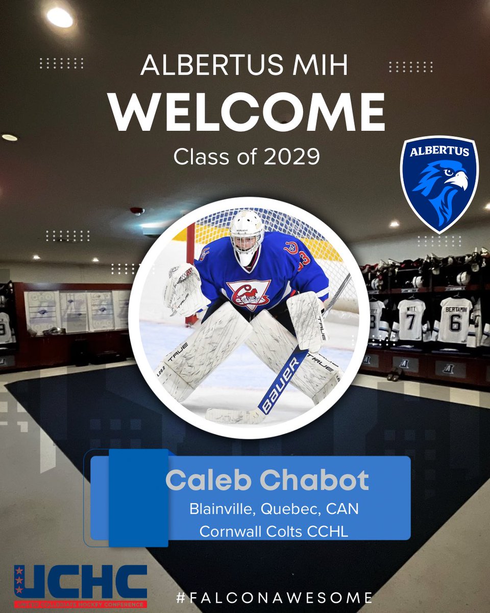 Next up, coming to New Haven by way of the Cornwall Colts, from Blainville Quebec, Caleb Chabot! Welcome to Albertus, Caleb! #FalconAwesome