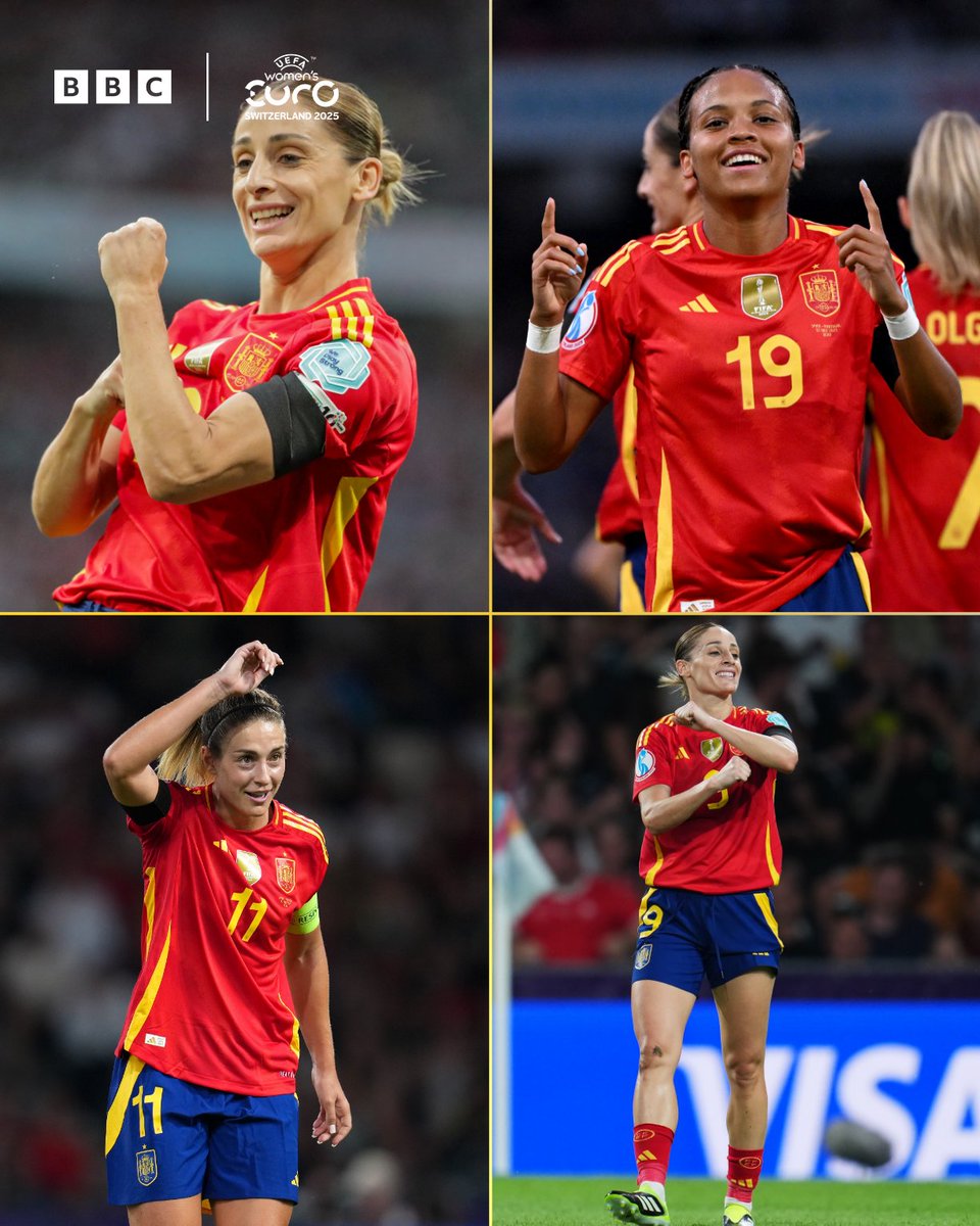 An impressive first half from Spain, they lead 4-0 against Portugal. 

#WEuros2025 #WomensEuros