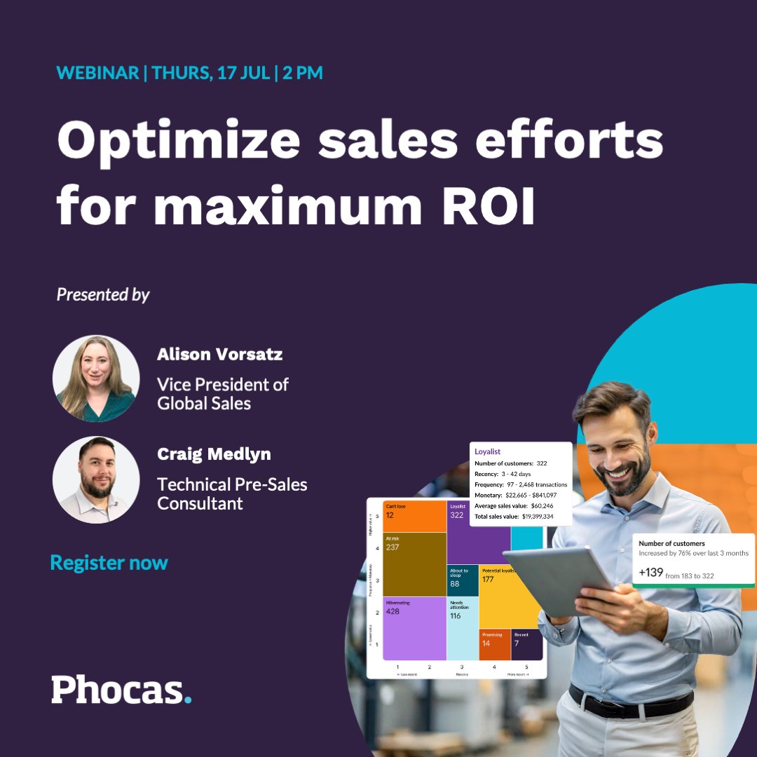Are your #sales reps chasing the wrong customers, leading to churn risks and scattered efforts? 🫣

#CustomerSegmentation helps reps zero in on the accounts that drive revenue 🎯.

See how in our webinar on Thurs, July 17. Register now 👇
phoc.as/4kha2Jn

#SalesStrategy