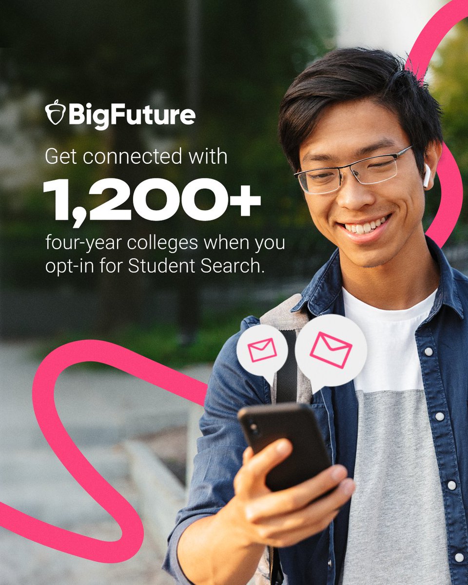 MyBigFuture's tweet image. Guiding your students through college planning? 

With Student Search Service, they can connect with 1,200+ four-year colleges, get 29% more admission offers on average, and find their fit. 🏫

🔗 Point them to Student Search to get started: spr.ly/60154mPPc