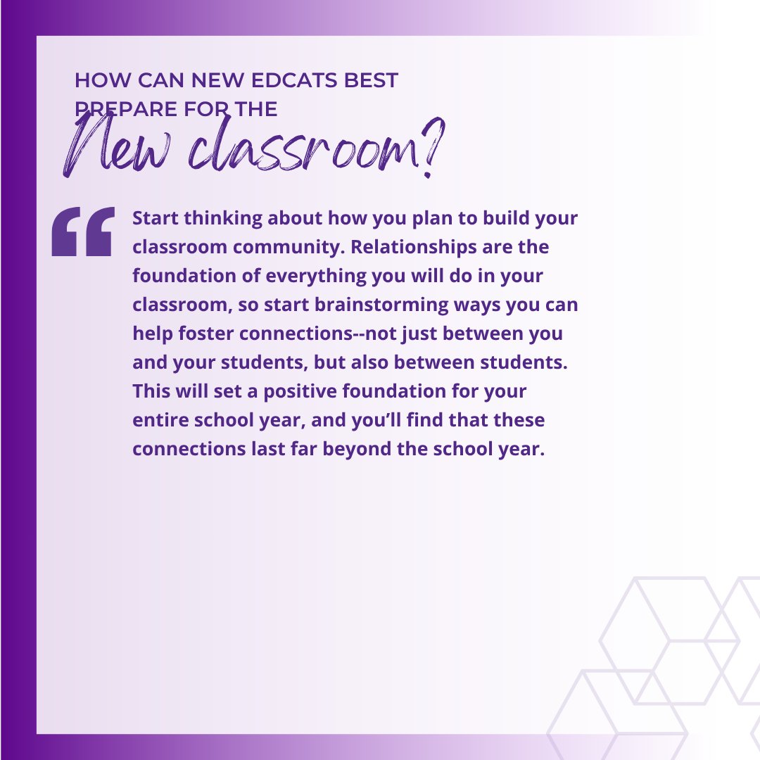 Hey recent EDCATS grads! In this series, as you soak up the sun this summer, our amazing faculty has some golden advice for your classroom prep! ☀️ Think creativity, connection, and a sprinkle of fun! 💡Check in and Good Luck! 💪
