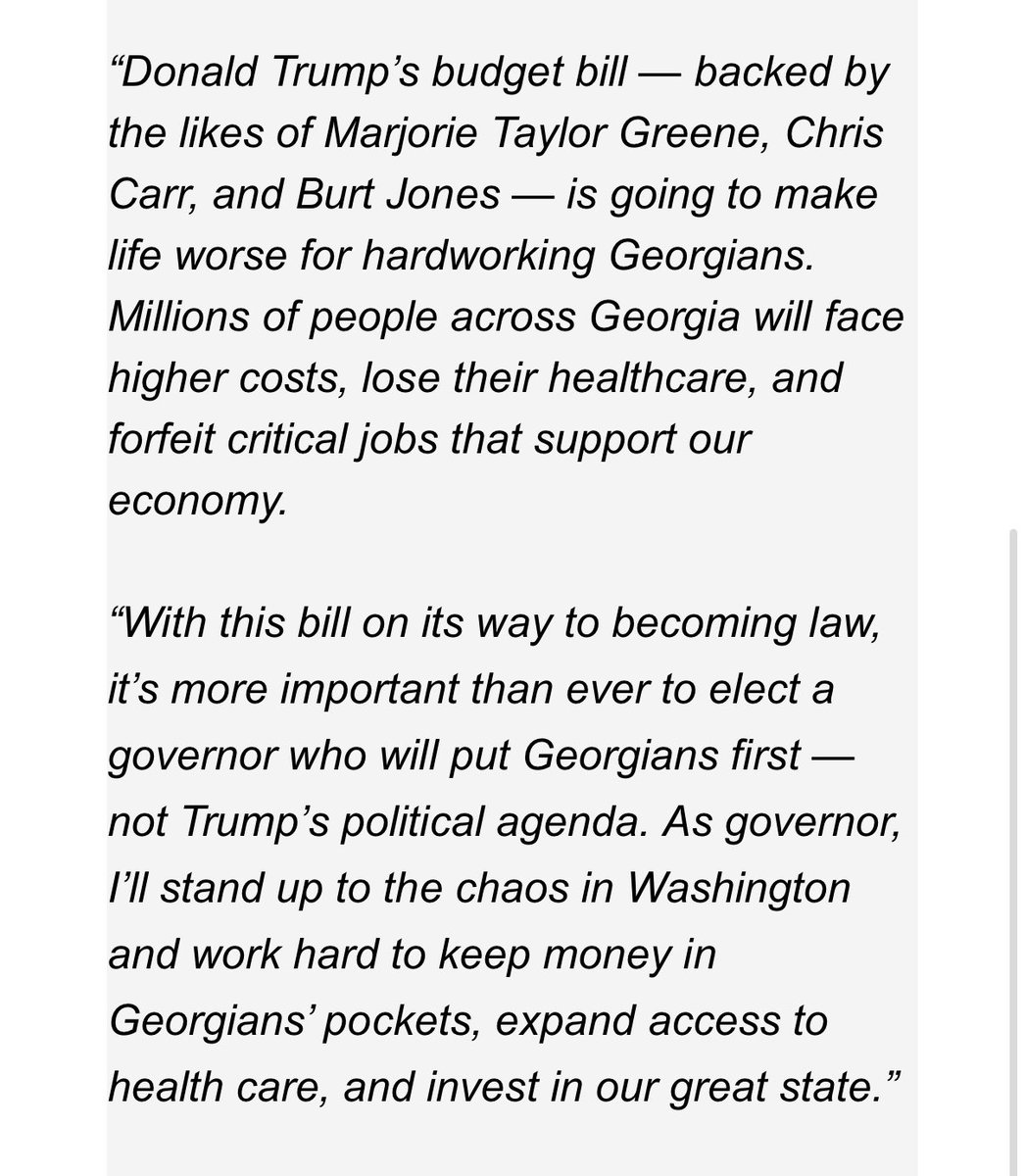 Democrat Jason Esteves, a candidate for governor: “Millions of people across Georgia will face higher costs, lose their healthcare, and forfeit critical jobs that support our economy.” #gapol