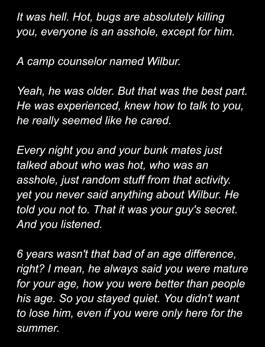 buggybur's tweet photo. //summer camp: camp counselor Wilbur
(Got to bored, probably horrible. Ignore spelling mistakes)
Tw: grooming, https://t.co/ynhV2IuVOK