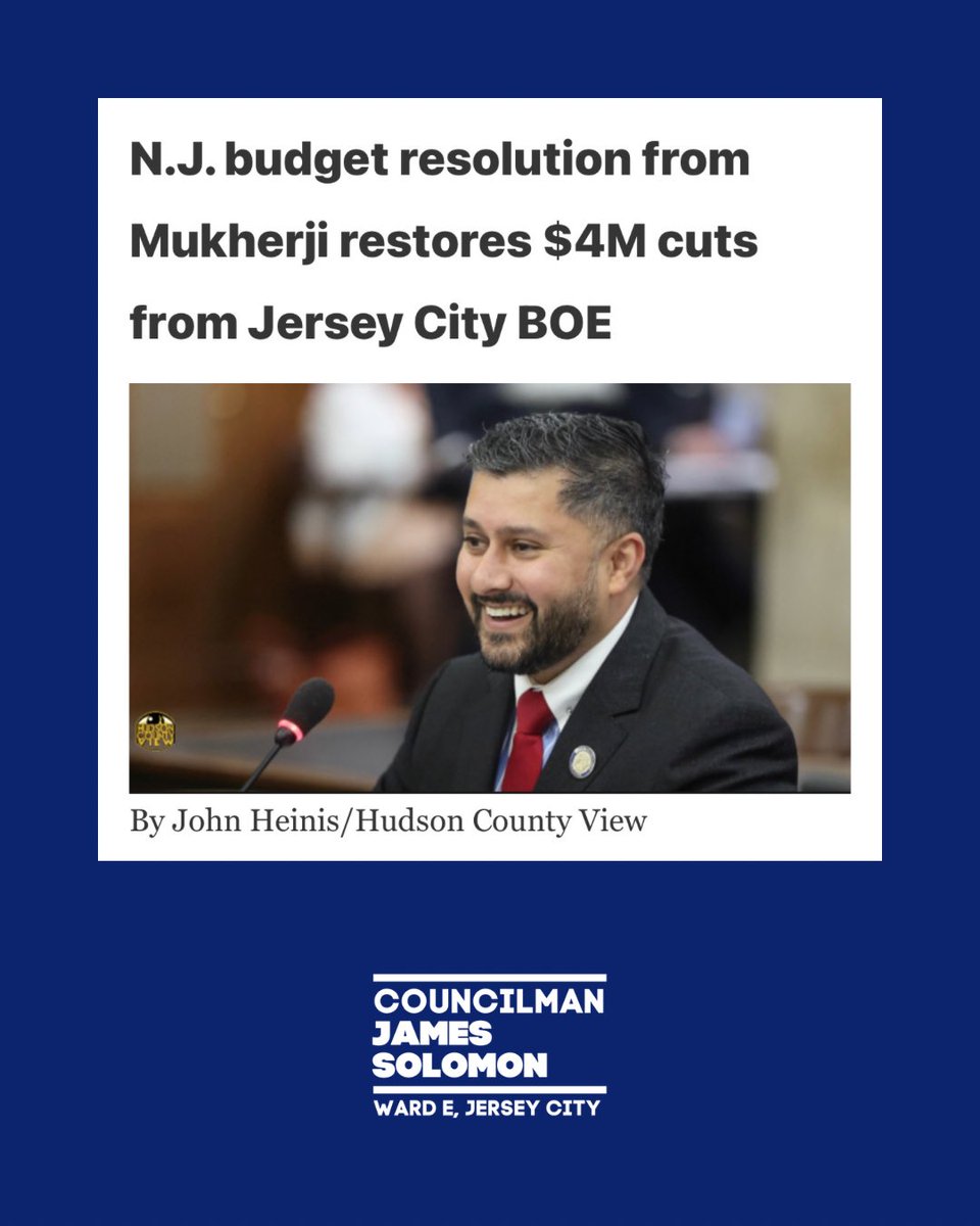 SolomonforJC's tweet image. Thank you to Senator Raj Mukherji for fighting to restore $4 million in critical funding for Jersey City’s public schools.