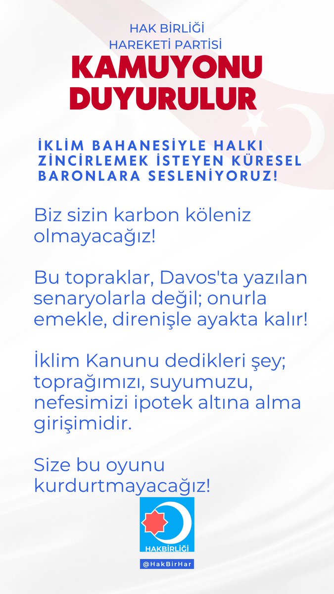 📢 iklim bahanesiyle halkı zincirlemek isteyen küresel baronlara sesleniyoruz!