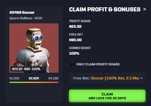 Todays @Rollbit Sports Bot claim 

Profit share: $23.32
Free bet: $90

The season needs to hurry up, the games are terrible😩
Ended up placing this on Minnesota United in 2 days time 🤣