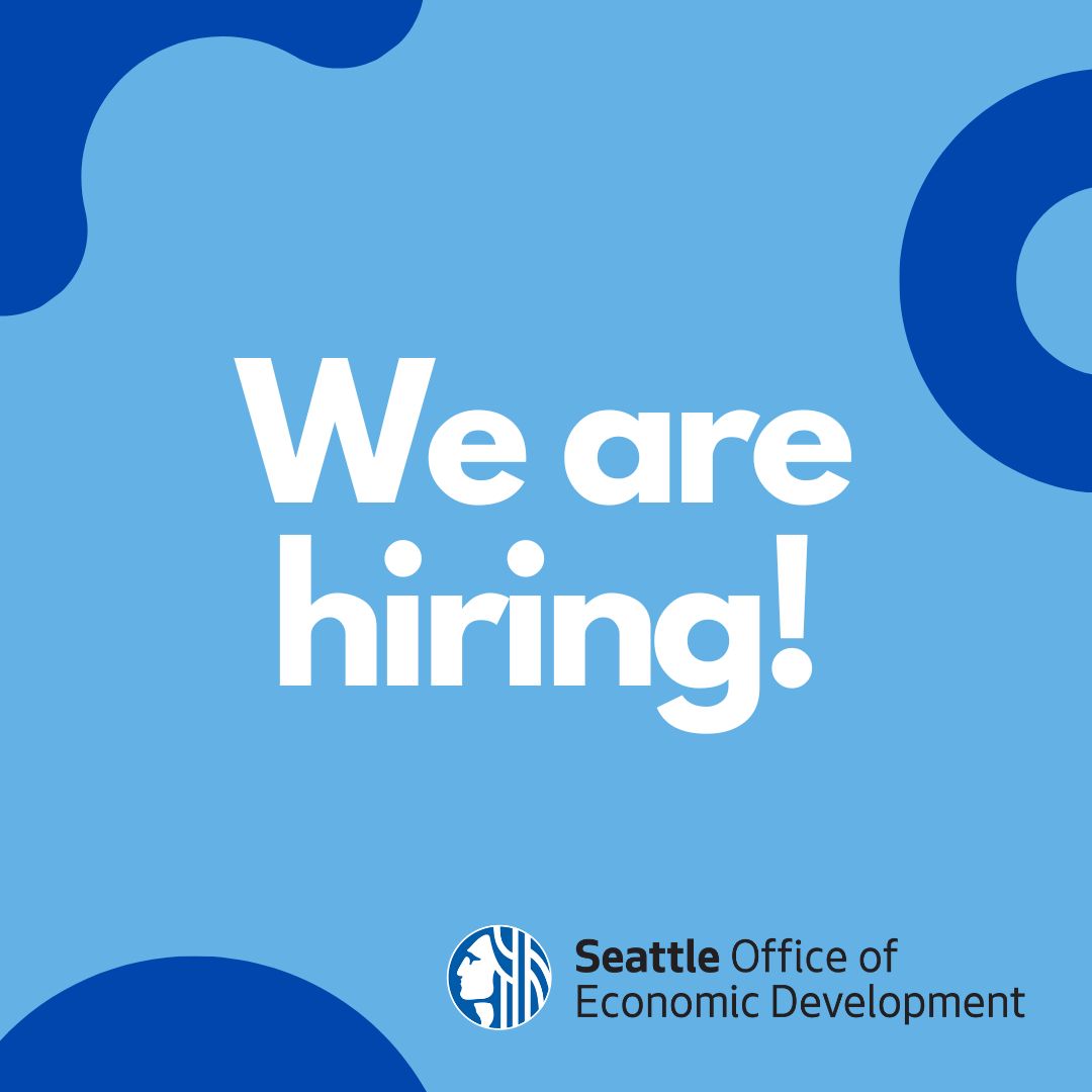 SeattleEconomy's tweet photo. “Permits, policies, a desk with a view, and amazing coworkers? 🎉✨ Sounds like the perfect combo! We’re hiring!

📅 Applications close on July 15 at 4 p.m.

Special events permit specialist: https://t.co/kHOUWnMwuL

Workforce development policy advisor: https://t.co/V5uMAXHwHt https://t.co/Z6dmtQLy4Y