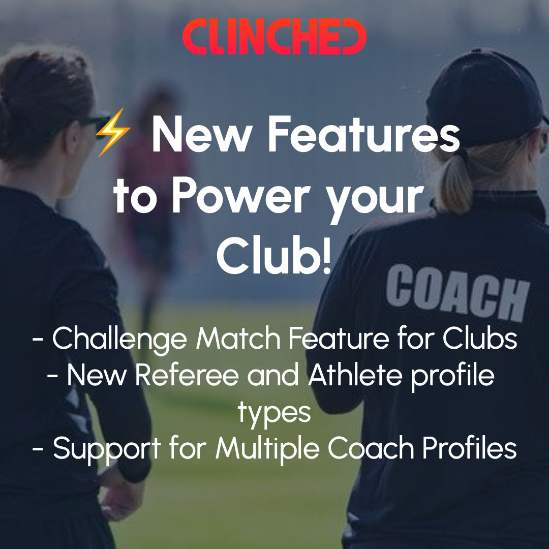 ⚡ A huge day for Clinched!

We've added Football ⚽, launched in the UK 🇬🇧, and have added lots of helpful features for coaches, clubs, referees and more 🚀 

Join Clinched for free today and get the ball rolling! 

clinched.ie

#Clinched #GAA #Rugby #IrishRugby