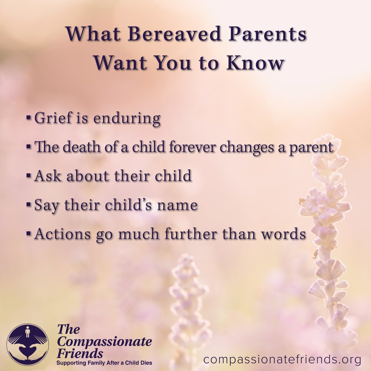 The death of a child is an enduring loss that has a lasting impact on the life of parents. The depth of grief and pain experienced by parents after the death of a child cannot be fully understood if you have not lived that experience yourself.