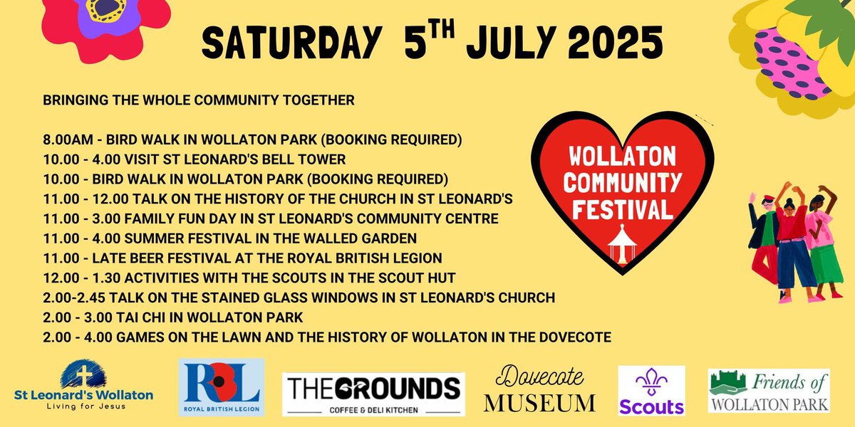 LabourWollatonW's tweet image. There are some fantastic activities on offer as part of Wollaton Community Festival.
From Tai Chi and history talks to scouts activities and birdwatching.
Why not have a go this weekend! 🌞
