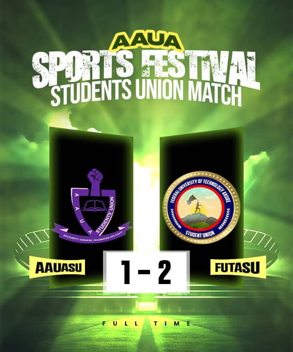 futasugovt's tweet photo. 🏆 FULL-TIME VICTORY!
FUTASU 2️⃣ - 1️⃣ AAUASU
From Akure to Akungba, we showed class, grit, and unity. A win for the team, a victory for all Futarians. Excellence knows no boundaries! 🔥💪 #FUTASU #VictoryRun #AAUASportsFestival https://t.co/Uha6w17U6R