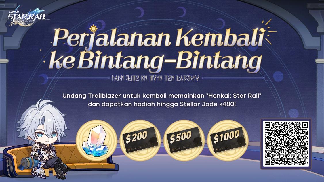Danny_211200's tweet photo. Trailblazer yang Kembali dapat menghubungkan kode undangan dan log in ke game untuk memenangkan Stellar Jade, Gift Card, dan hadiah kejutan lainnya! https://t.co/IYwTjivnwn
