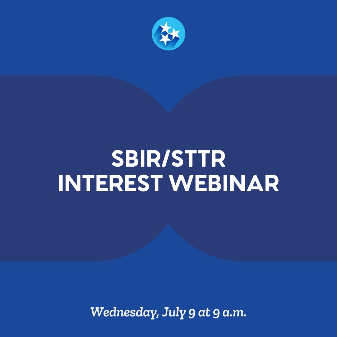 Its that time again! Our monthly SBIR/STTR interest webinar is coming up!

Get a look at each of the funding agencies, the application process, and how your team/goals may influence which federal agencies you should pursue.

RSVP now at startuptennessee.org/event-profile/…