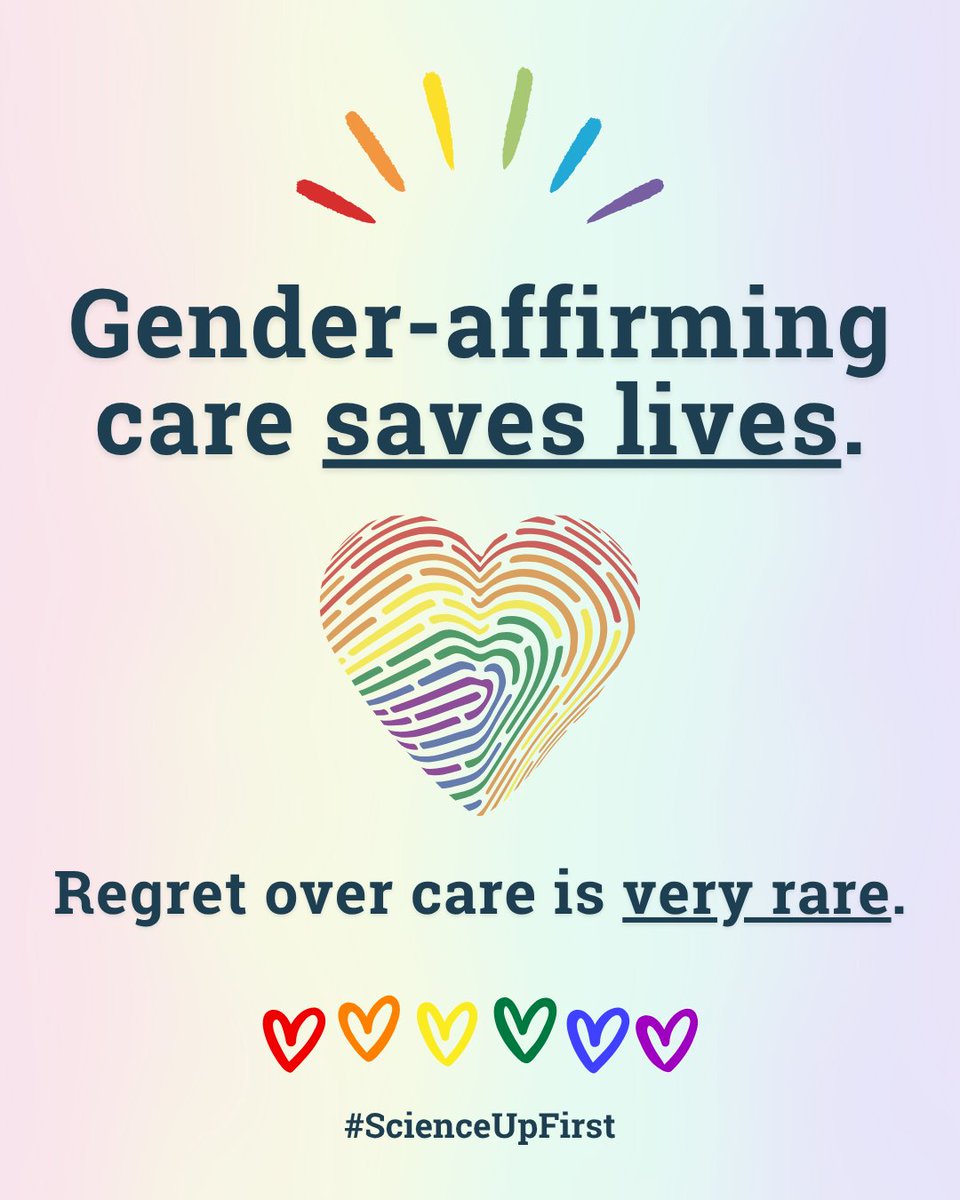 ScienceUpFirst's tweet image. A few weeks ago, the U.S. Supreme court upheld state bans on gender-affirming medical care for transgender minors.
A common fear fueling these bans is the idea that young people will later regret this decision. But the evidence tells a different story 👉
scienceupfirst.com/2slgbtqia/gend…