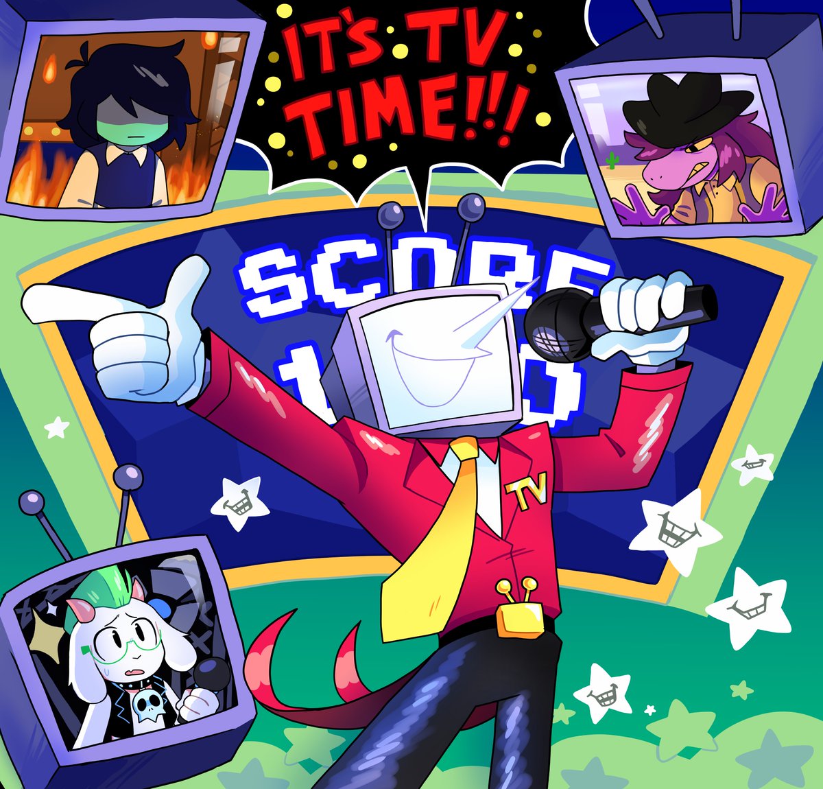 It's TV Time! #DELTARUNE #DeltaruneChapter3 #deltarunefanart #tenna #Krisdeltarune #susiedeltarune #Ralsei