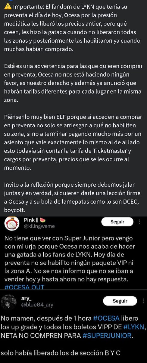 Lu_Cloud91's tweet photo. Ya vieron!? Ya decía yo que ocesa nomás estaba jugando, ELF no compren y si compran luego no venga a quejarse.

#ELF_NO_COMPRA 
#OCESA_OUT https://t.co/dGyTqIF1jT