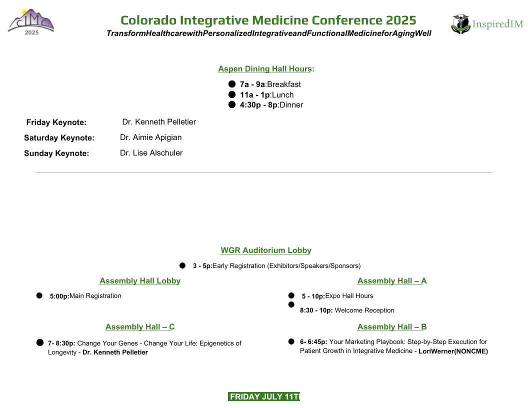 InspiredIMF's tweet image. 📣 Great News! Our conference agenda is LIVE 👏
To get a downloadable version, as well as register for the event and find additional information, go to inspiredim.org/conferences
We look forward to seeing you in Estes!
*Agenda subject to change*
#cIMc2025…