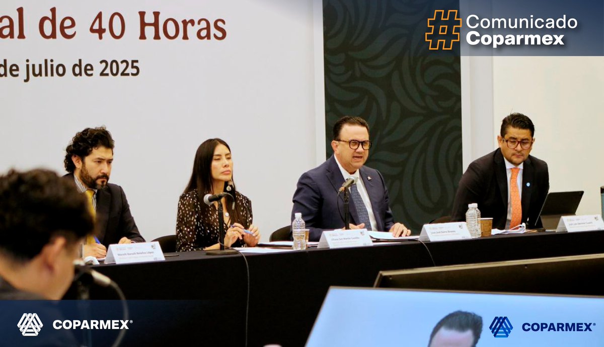 Coparmex Nacional (@coparmex) on Twitter photo 🔵 En el Quinto Foro Nacional sobre la Jornada Laboral, nuestro Presidente Nacional <a href="/jsierraalvarez/">Juan José Sierra</a> presentó una propuesta técnica y responsable para avanzar hacia una jornada laboral reducida sin poner en riesgo el empleo formal ni la viabilidad de las MiPyMEs.
📌 Aquí nuestras 🔵 En el Quinto Foro Nacional sobre la Jornada Laboral, nuestro Presidente Nacional <a href="/jsierraalvarez/">Juan José Sierra</a> presentó una propuesta técnica y responsable para avanzar hacia una jornada laboral reducida sin poner en riesgo el empleo formal ni la viabilidad de las MiPyMEs.
📌 Aquí nuestras