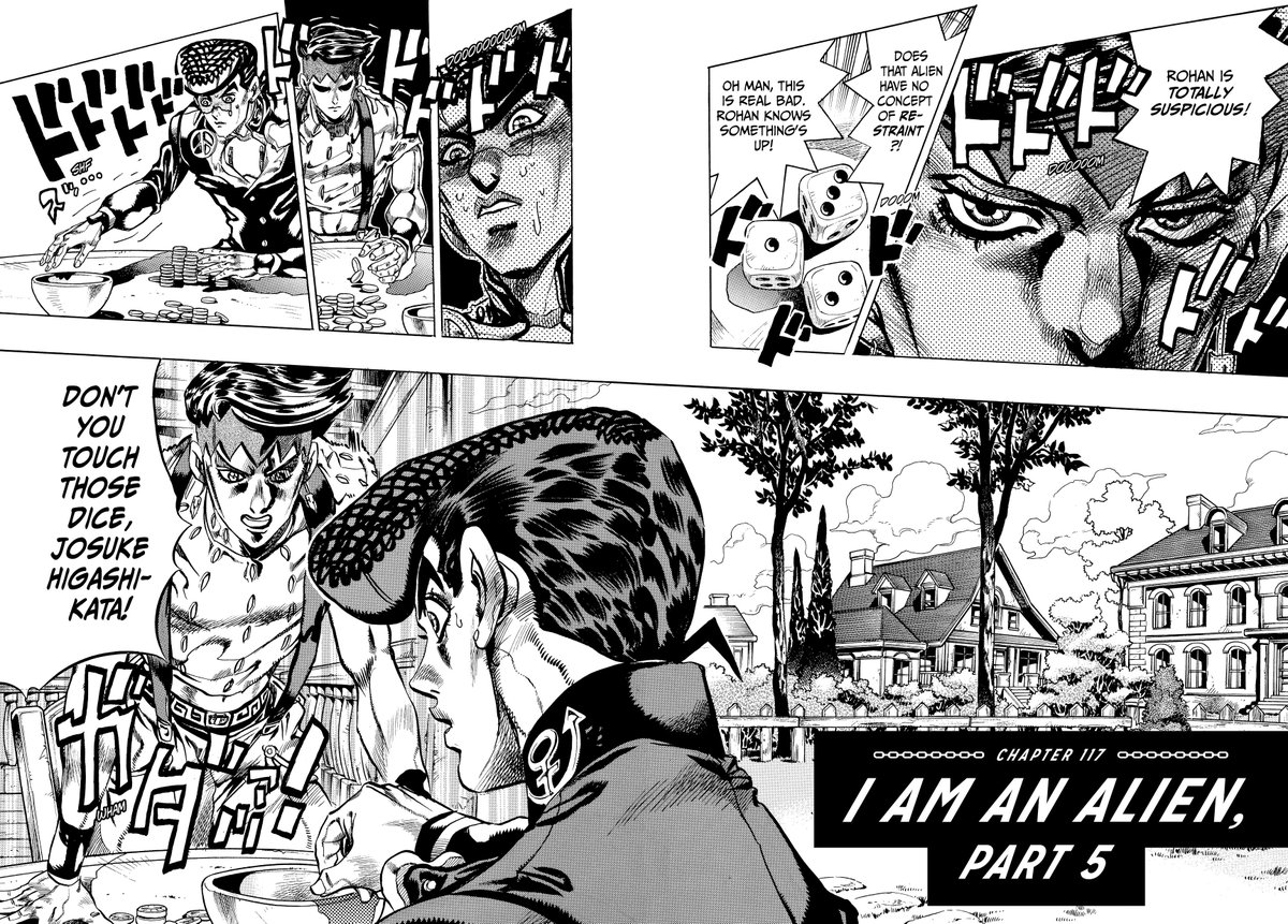 jjbatl's tweet image. ~July 5, 1999 (estimated)
Josuke uses Mikitaka to cheat during a dice game against Rohan Kishibe.