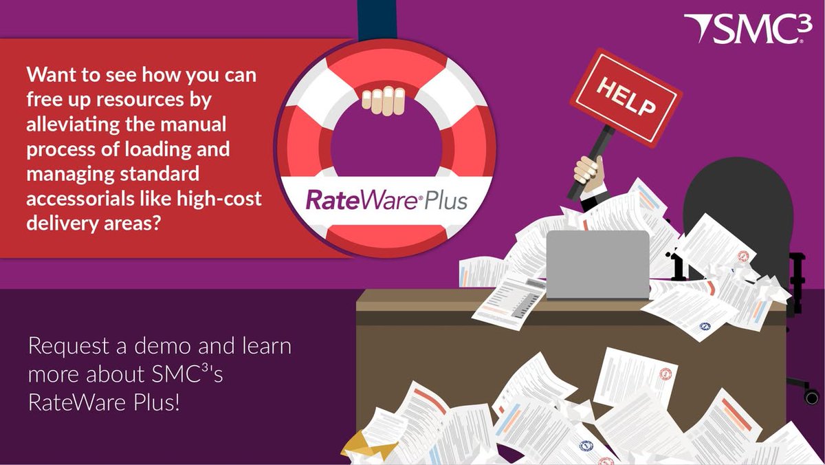 SMC3_Inc's tweet image. Need a hand to streamline your processes and free up valuable resources?
SMC³'s RateWare® Plus alleviates the burden of manually loading and managing these complex accessorials - allowing you to focus on what truly matters, growing your business! 📈💪
Book a demo today!…