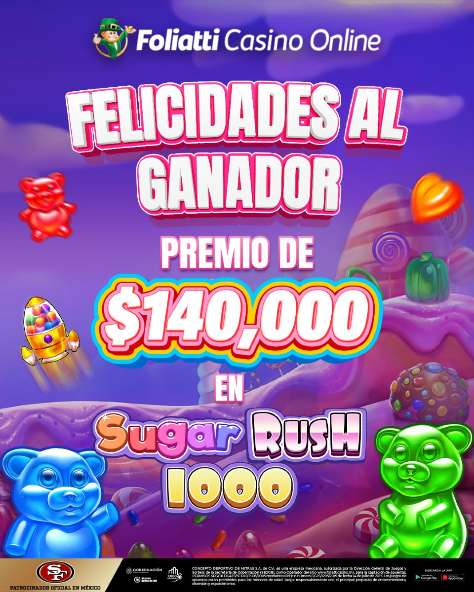 Foliatti_Online's tweet photo. ¡Felicidades! 🥳 Nuestro jugador se llevó un gran premio y no sabemos si celebrar o envidiarlo...👀 Juega hoy en Foliatti Online ¡ tú podrías ser el siguiente! 🍀🤑

#foliatticasinoonline #suerte #granpremio #premiomayor #jackpots #lucky #casino #casinoonline #slots #sugarrush1000 #sugarrush #fyp