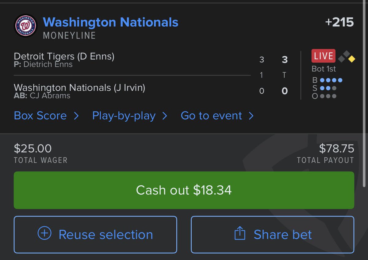 RyosRRs's tweet photo. LIVE BET Nats ML +215 https://t.co/N3IpGorPvz
