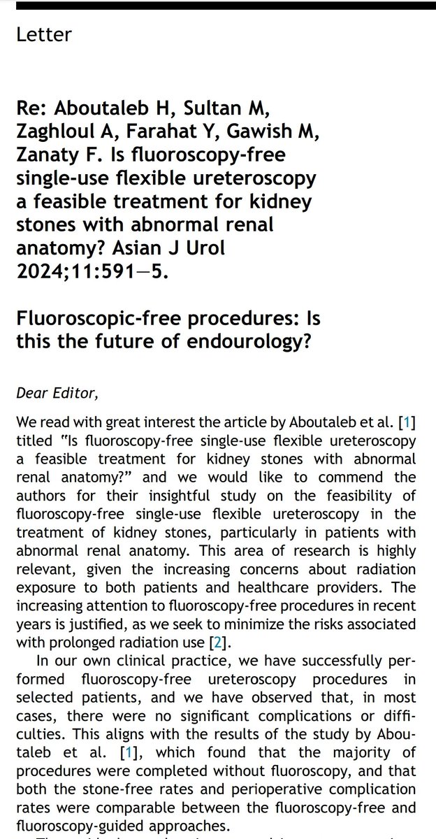 Fluoroscopy-free procedures: is this the future of Endourology?

sciencedirect.com/science/articl…

sciencedirect.com/science/articl…