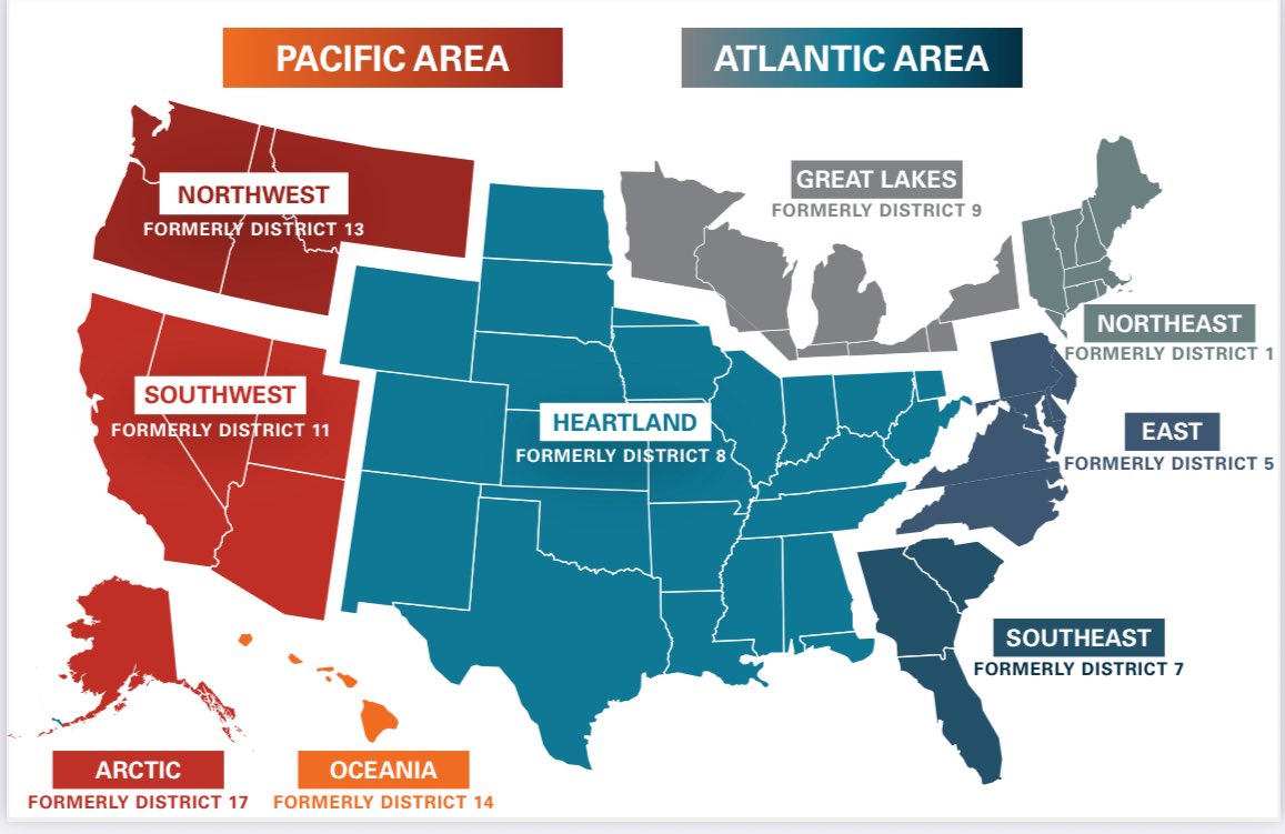 The Coast Guard’s transformation has come to the Northeast.
Moving forward, Coast Guard District 1 will be known as the Northeast District.
Within the Coast Guard’s renewal through Force Design 2028, the Service is renaming its operational districts to
more accurately the regions