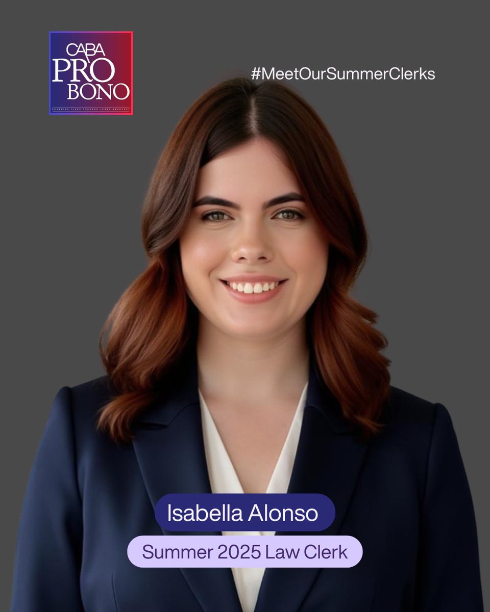Meet Our Summer Clerks! 🌟We’re excited to welcome three young professionals to the CABA Pro Bono Legal Services team this summer.

Meet Jessica Solomon, Emmanuella Petit, and Isabella Alonso! 

We’re excited to have them onboard!
