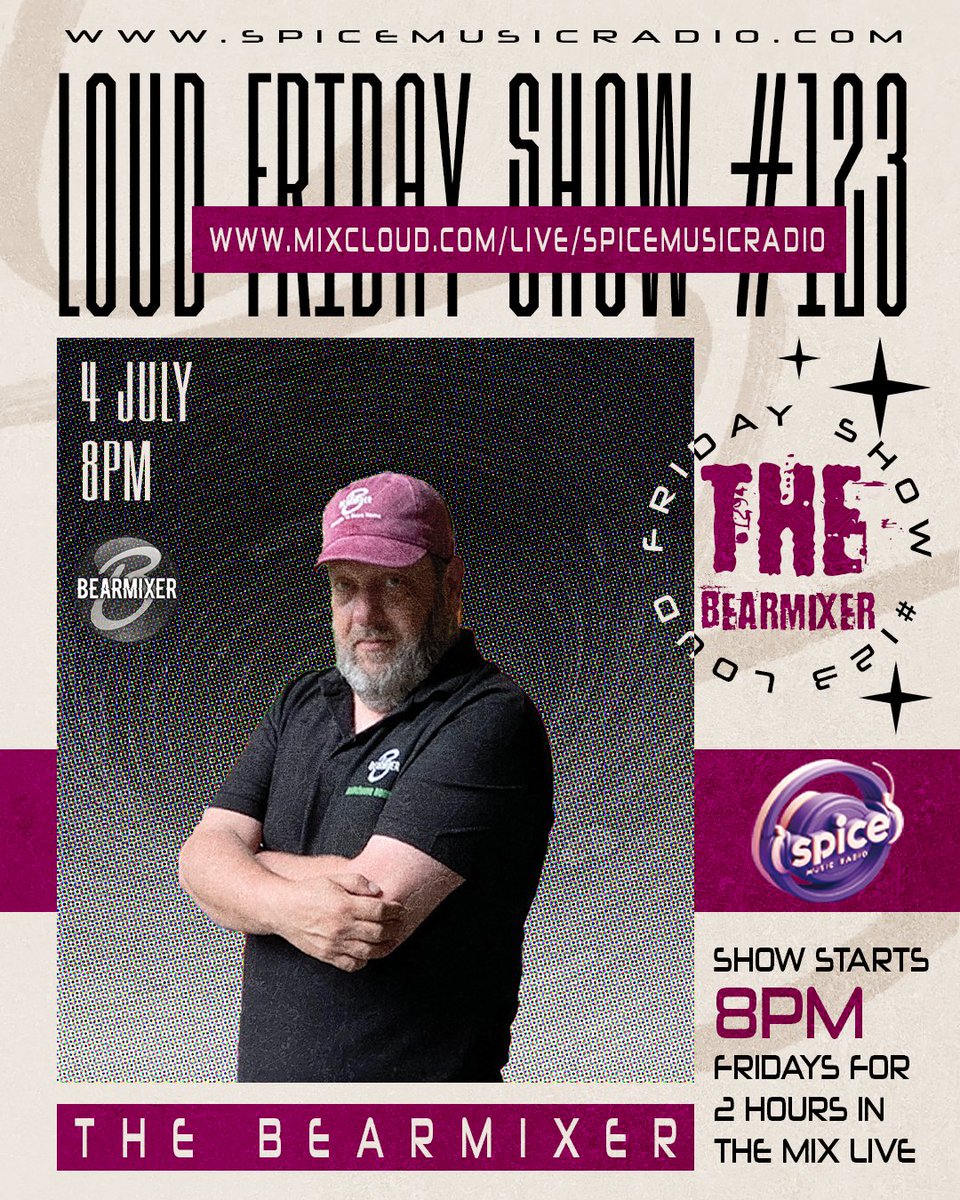 Wow!  This week has flown by so fast, it feels like only yesterday was Monday and now tomorrow is Friday (4/7), and you all know what that means, right! Yep, that's right, live in the mix Friday night, The BearMixer with The "LOUD FRIDAY" show #123, on mixcloud.com/LIVE/spicemusi…