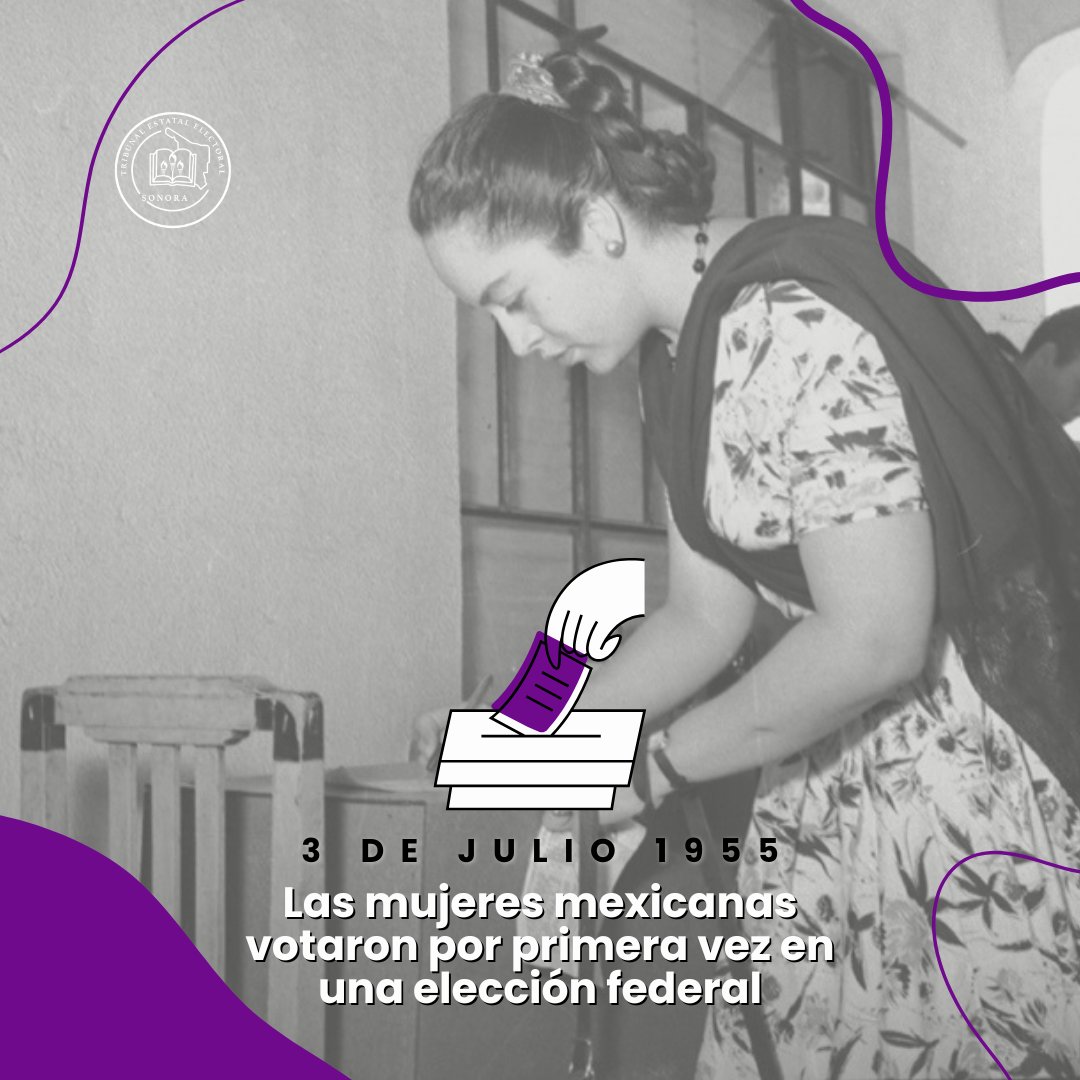 🟣3 de julio | Voto de las Mujeres 🗳️
Un día como hoy, en 1955, las mujeres mexicanas votaron por primera vez en una elección federal, ejerciendo un derecho por el que lucharon durante décadas.

Este acontecimiento marcó un antes y un después en la vida democrática del país,