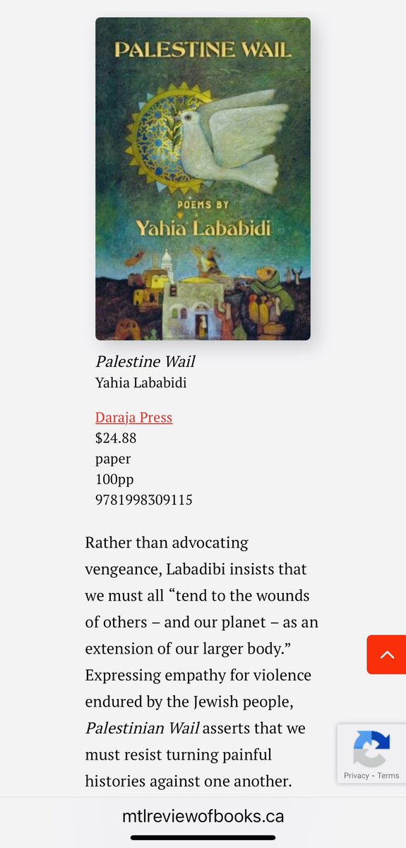 Yahia Lababidi (@yahialababidi) on Twitter photo It is encouraging to see that one year after its publication, my #Palestine Wail is still receiving kind reviews
Thank you, <a href="/MtlReviewofBks/">Montreal Review of Books</a> , for this pleasant surprise 🙏🏼✨
mtlreviewofbooks.ca/reviews/palest… #Gaza #booktwt
Thanks, too <a href="/DarajaPress/">Daraja Press</a> for unfailing support 🇵🇸 It is encouraging to see that one year after its publication, my #Palestine Wail is still receiving kind reviews
Thank you, <a href="/MtlReviewofBks/">Montreal Review of Books</a> , for this pleasant surprise 🙏🏼✨
mtlreviewofbooks.ca/reviews/palest… #Gaza #booktwt
Thanks, too <a href="/DarajaPress/">Daraja Press</a> for unfailing support 🇵🇸