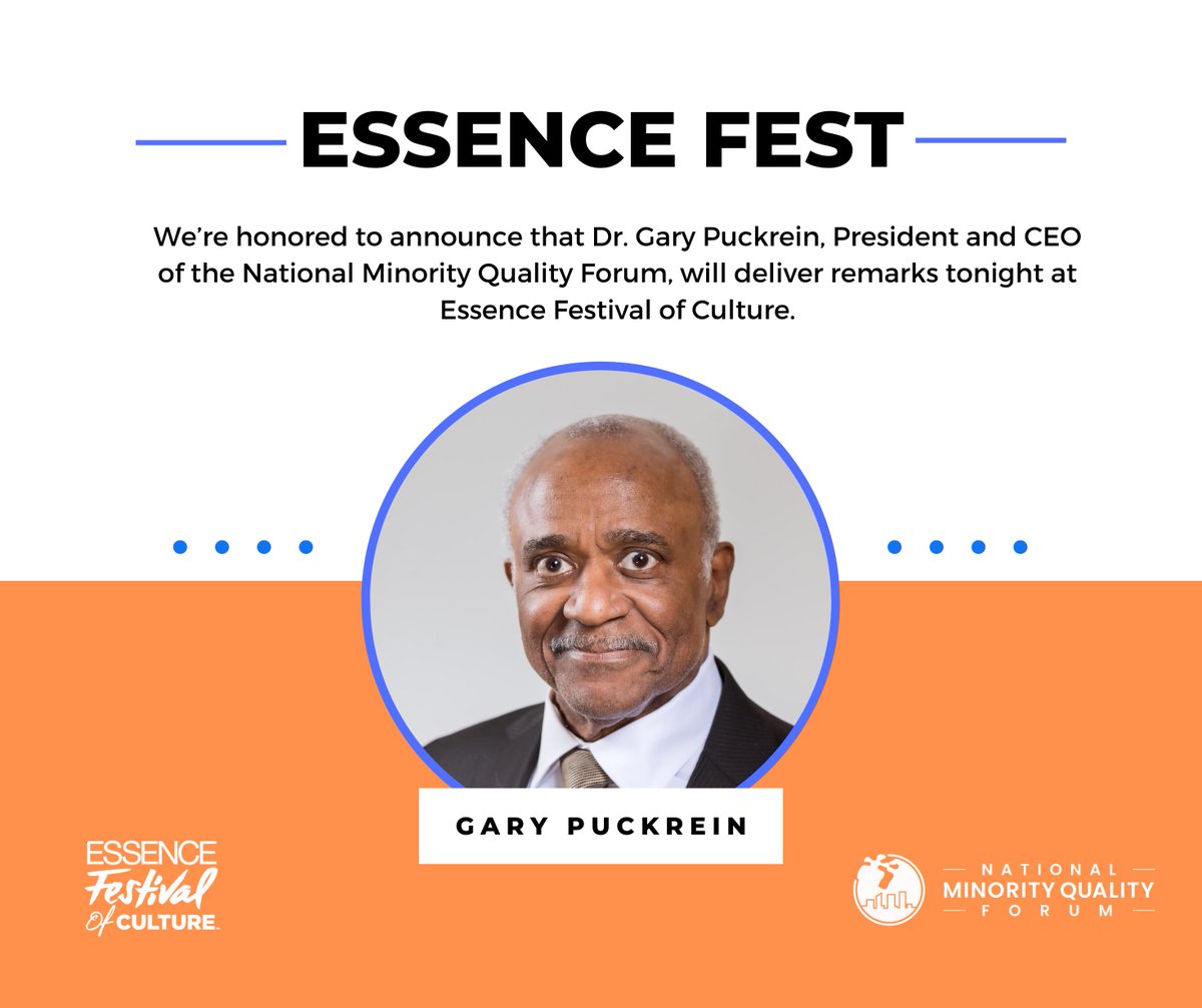 We’re honored to share that Dr. Gary Puckrein, President and CEO of the National Minority Quality Forum, will deliver remarks tonight at the Essence Festival of Culture. His powerful leadership continues to inspire and drive health equity across communities. Stay tuned for more