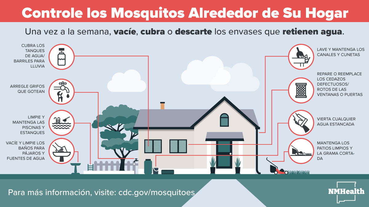 Siga los pasos que se indican a continuación para saber cómo proteger a su familia de la infección por el virus del Nilo Occidental. 🦟 Más información en nmhealth.org/about/erd/ideb…
