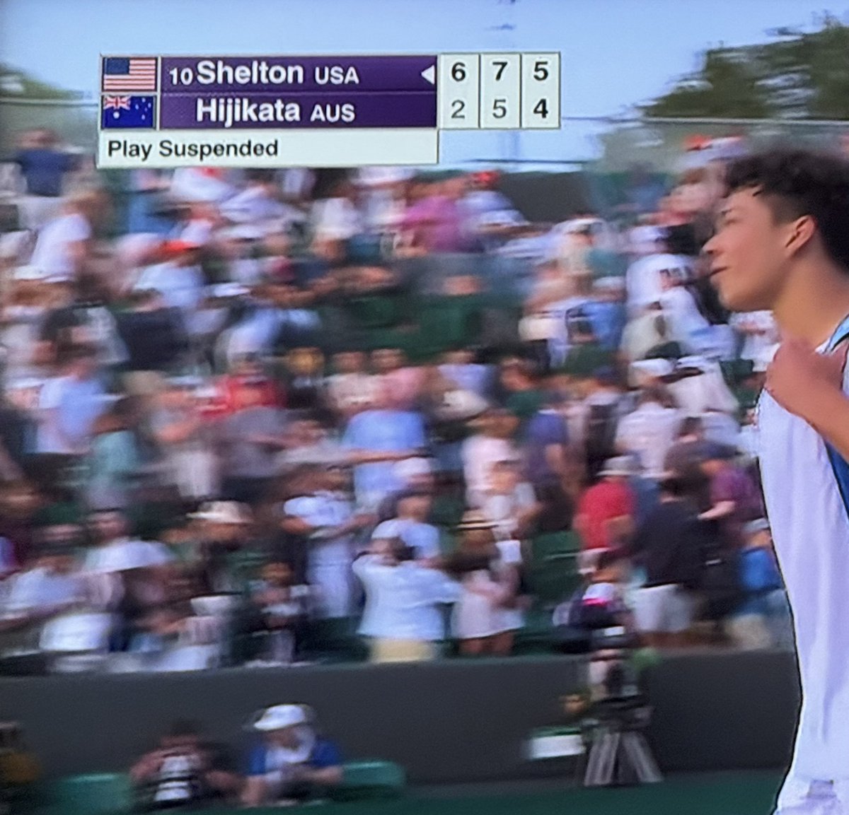 David Martin (@dmart423) on Twitter photo Suspending play here with Shelton serving for match and plenty of daylight left simply bc it’s 9:30pm local is idiotic. Suspending play here with Shelton serving for match and plenty of daylight left simply bc it’s 9:30pm local is idiotic.