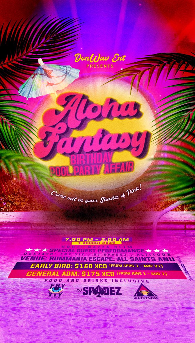 no worries! WE DO HAVE FREE ENTRY 🥳🥳 to the website where you can buy your ticket for $175 XCD to the Ember Nights 3: Aloha Fantasy Pool party. 🔗: app.ticketingevents.com/?event=events%… get your ticket today. Don’t let that FOMO win.