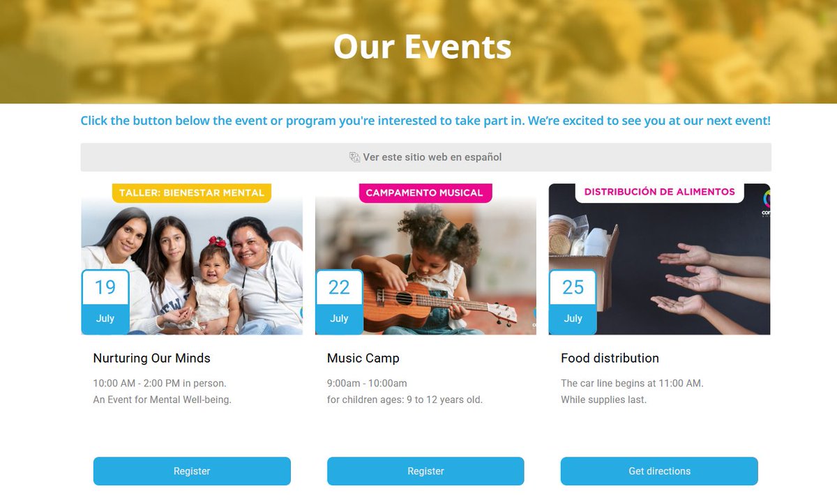 Be the first to know about programs, new classes, and special events.  conexionamericas.org/register |