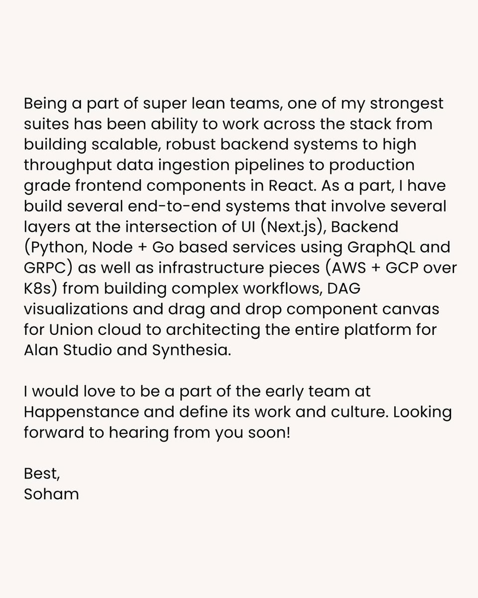 thenomadevel's tweet image. Now I get how Soham Parekh landed 5 jobs.
If I got this email, I’d give him my job.