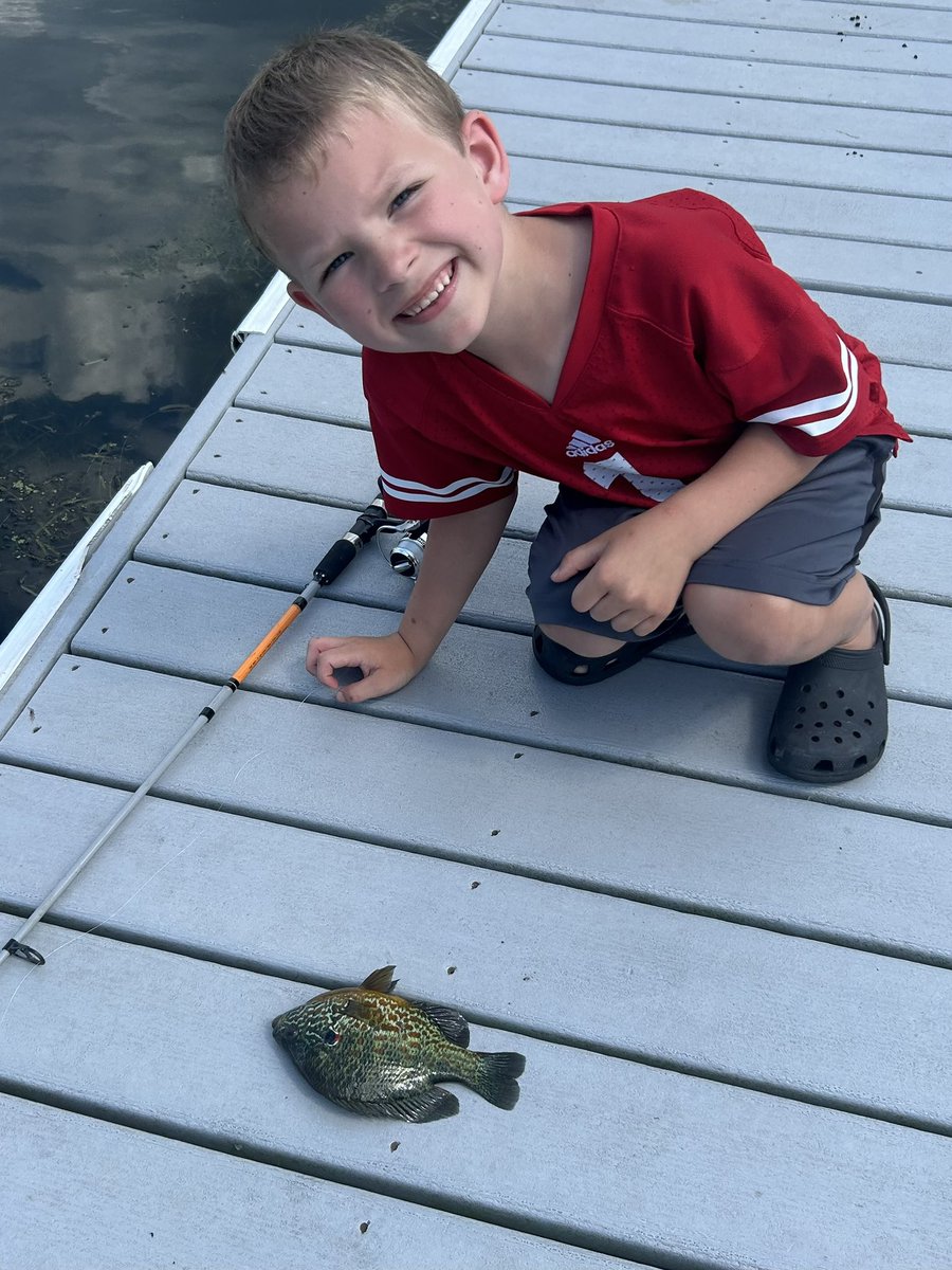 Something about boys.. and a pier.
Should’ve written a chapter about that in Cast Away.
Many of my favorite memories happened while fishing off a dock.
Calvin &amp; Josiah built a lot of confidence in being able to cast, set hook &amp; reel in bluegills on their own now