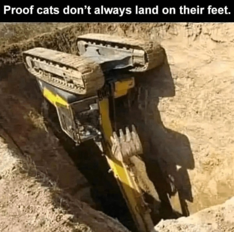 ProDrop_Inc's tweet image. Looks like this Cat just used up one of its nine lives. 😹🚜

👉 Ever had equipment test its luck on your site? Share your best stories!

#FunnyFriday #ConstructionHumor #Prodrop