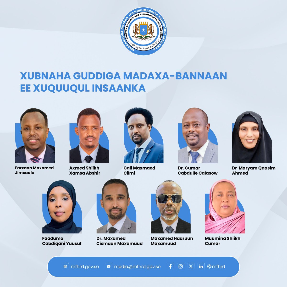 A landmark moment for Somalia 🇸🇴 
The Council of Ministers has endorsed the nine commissioners for the Independent National Human Rights Commission, the first of its kind in our history. This is a major advance for the protection and promotion of human rights across the country.