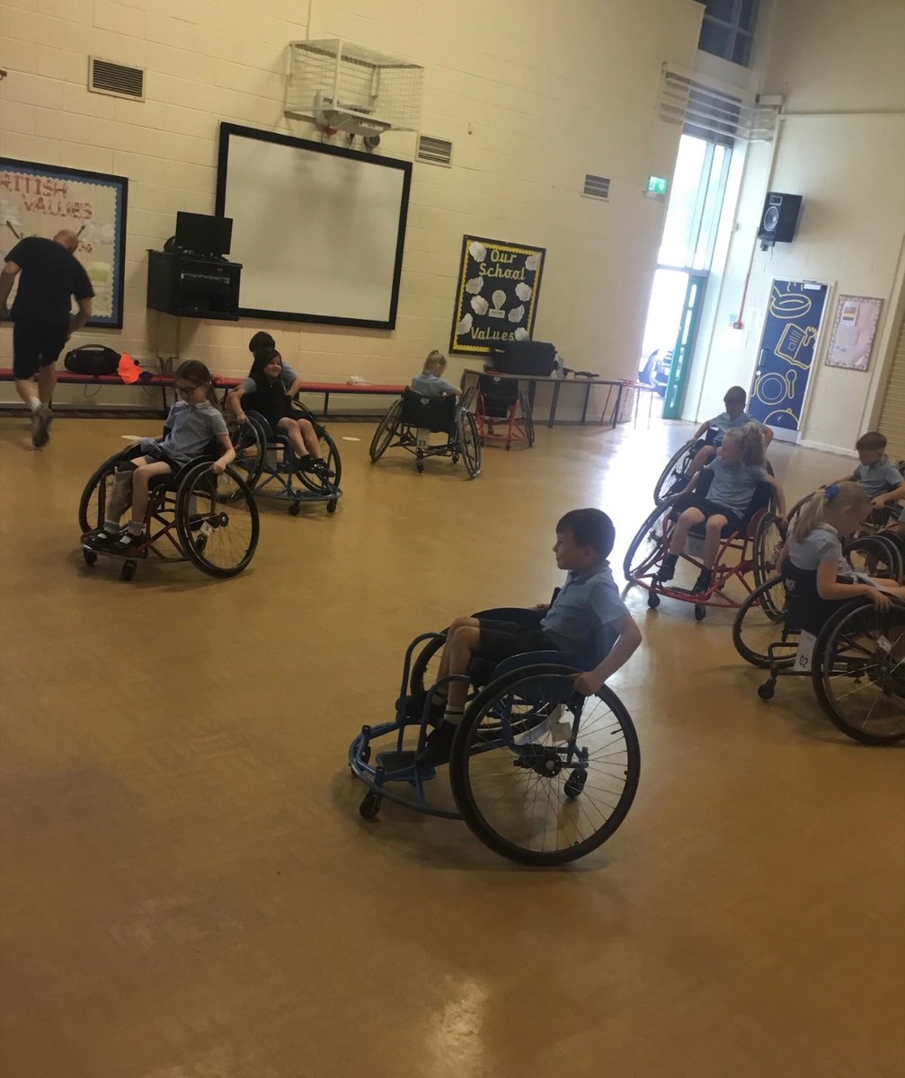 This week, all year groups took part in a wheelchair skills session! They learnt how to move in a wheelchair, pivot and play a variety of movements that can be transferred into wheelchair basketball! Thank you  <a href="/express_coach/">Express Coaching Services Ltd</a>, <a href="/Massivegrafter/">Daniel Richards</a>
 was a fantastic coach! ♿️
