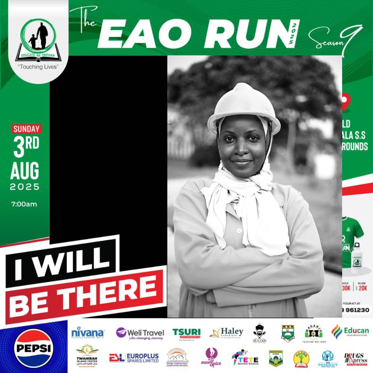 Ms Lysha will be there #EaoRun2025 at Old Kampala 3rd August 

 Kits Categories
👕Kids at Ugshs 20,000
👕🧢Gold at Ugshs 30,000
🧢👕⚱️ Platinum at Ugshs 50,000
👕🧢⚱️🥰 Corporate at Ugshs 100,000

☎️ Place your order via  +256 759 961230 Or Payments via Airtel (6373429) or MTN