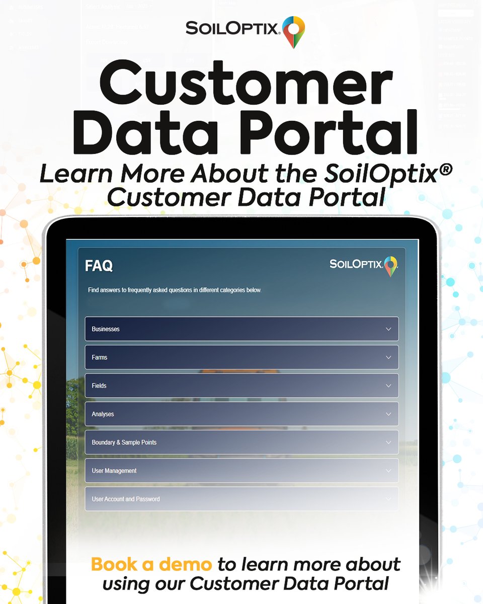Curious about how to use SoilOptix®’s new Customer Data Portal? Swipe through our FAQ carousel for the quick how-to!

Interested in a deeper tour to learn how our data &amp; new portal can enhance your workflow? Email us at info@soiloptix.com to book a demo!