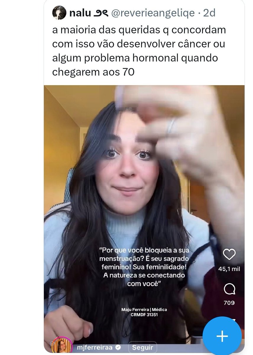 vivslavida's tweet image. Ela apagou o tweet, mas era esse aqui e nas respostas ela falava sobre &quot;ser só 1 semana menstruando&quot; e que &quot;era natural do corpo&quot; e por isso não deveriam tomar remédios pra parar e tal